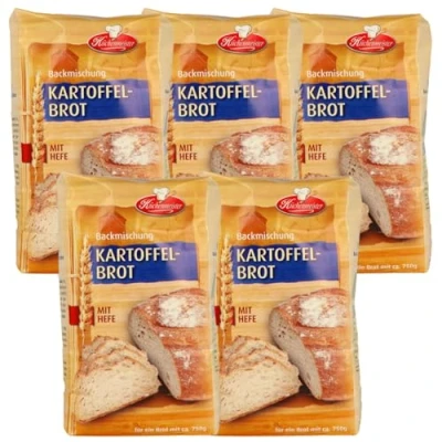 Abbildung von Kartoffelbrot Brotbackmischung von Frießinger Mühle, 5x500g, für den Backofen, Holzofen oder Brotbackautomaten.
