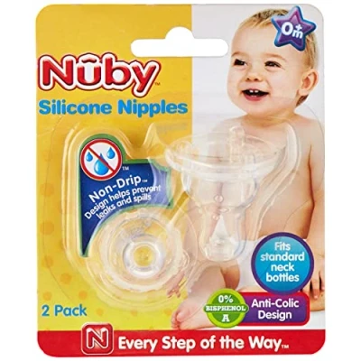 Abbildung von Nûby 921 auslaufsicherer Flaschensauger / Ernährungssauger aus Silikon für Standardflaschen, ab dem 1.Tag 2er Pack