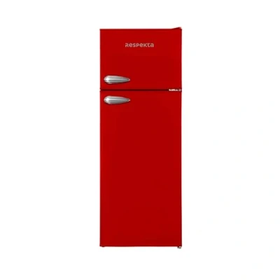 Abbildung von Respekta Retro Kühlschrank mit Gefrierfach/in rot / 145 x 54 cm 213 L Nutzinhalt/höhenverstellbare Füße/automatisches Abtauverfahren/Schnellgefrierfunktion KS144VR