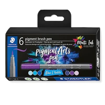 Abbildung von pigment brush kartonnen etui 6 st blues and violets