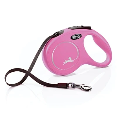 Abbildung von FLEXI® Klassische einziehbare Hundeleine (Band), ergonomisch, langlebig und verhedderungsfrei, 4,8 M, Größe Rosa