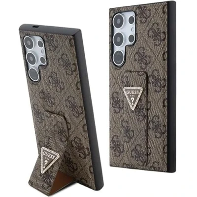 Abbildung von Guess GUHCS24LPGS4TDW Hülle Für S24 Ultra S928 braun hardcase Grip Stand 4G Triangle Strass