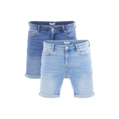 Abbildung von ONLY &amp; SONS Kurze Hosen Herren ONSPLY 2er Pack Regular Fit Jeans Shorts Taschen Sommer Basic Hose Denim Bermuda Sommerhose Einfarbig, Größe:XL, Farbe:Medium Blue/Light Blue (22029141)