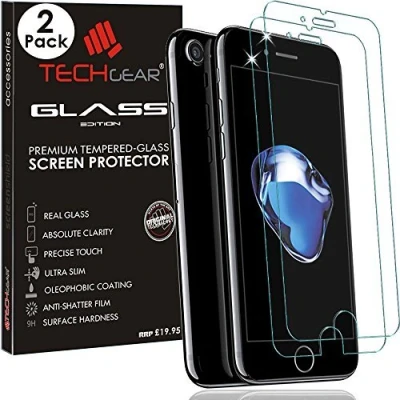 Abbildung von TECHGEAR [2 Stück Schutzfolie kompatibel mit iPhone SE 2020 (4.7 zoll) 8, 7, 6s, 6 folie Glas Anti Kratzer Schutzabdeckung