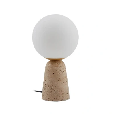 Abbildung von Lindby Tischleuchte Kirstan, beige, weiß, Glas, Stein, 33 cm
