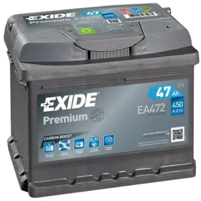 Abbildung von EXIDE PREMIUM EA472 Batterie 12V 47Ah 450A B13 OPEL: Kadett C Coupe, Agila A, E Caravan, FORD: FIESTA 5 Van, 3, KA Schrägheck