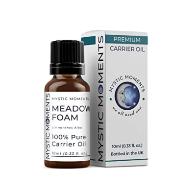 Abbildung von Mystic Moments Meadowfoam Trägeröl 10ml reines &amp; natürliches Öl perfekt für Haare, Gesicht, Nägel, Aromatherapie, Massage und Ölverdünnung Veganer GVO frei