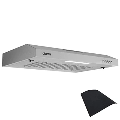 Abbildung von CIARRA Dunstabzugshaube 60cm 3 Leistungsstufen Abluft Umluft Unterbauhaube (Silber),Kompatible CBCS6903 Kohlefilter