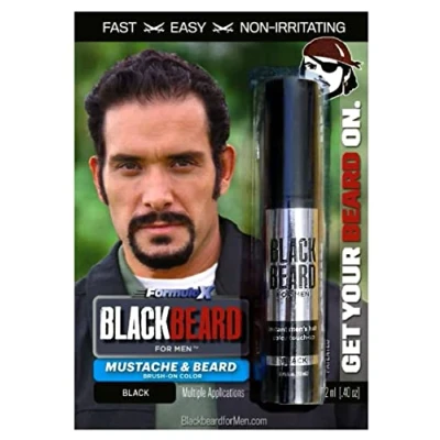 Abbildung von Blackbeard for Men Herren Farbe Mascara Bart Schnurrbart Schwarz X2