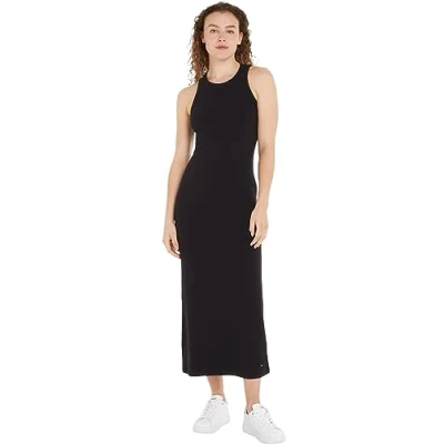 Abbildung von Tommy Hilfiger SLIM MIDI Dress Jerseykleid, Damen, Größe: XXS, Black