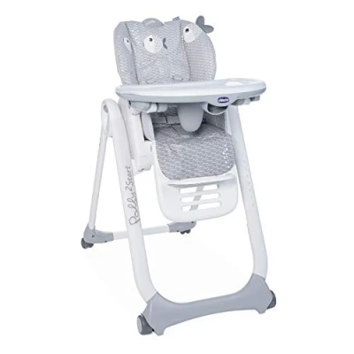 Abbildung von Chicco Polly2Start Baby Hochstuhl ab Geburt bis 3 Jahre (15 kg), Verstellbarer Kinderhochstuhl mit 4 Rädern, Liegefunktion und Kompakte Schließung