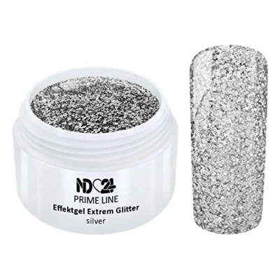 Abbildung von Prime Line Uv Led Gel Extrem Glitter Effekt Silver Glitzer Silber Made in Germany 5ml