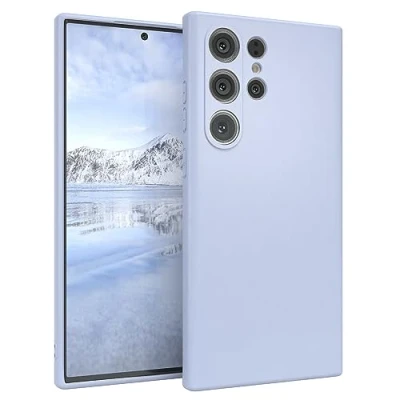 Abbildung von EAZY Case Slim kompatibel mit Samsung Galaxy S23 Ultra Voller Schutz, erhöhter Rand für Bildschirm &amp; Kamera, hochwertiges Silikon, Handyhülle Minimalismus, Exzellente Griff in Hell Blau