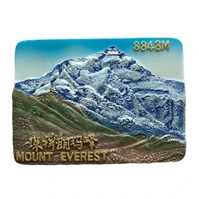 Abbildung von Mount Everest China 3D Kühlschrankmagnet, Reise Souvenirs Kollektion, Heim und Küchendekoration, Porzellan Magnetaufkleber