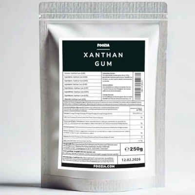 Abbildung von Xanthan Gum Natürliches Bindemittel Pulver Lebensmittelqualität Vegan Glutenfrei Stabilisator Emulgator Verdickungsmittel für Eis, Suppen, Soßenbinder 250g von Foozia (250g)