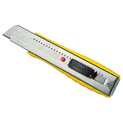 Abbildung von Stanley FatMax Cuttermesser 0 10 431 (25 mm Klingenbreite, 195 Länge, schmales Messer mit Abbrechklinge für präzise Schnitte, robuster Aluminiumkorpus, rutschfester Griff, Befestigungsclip)