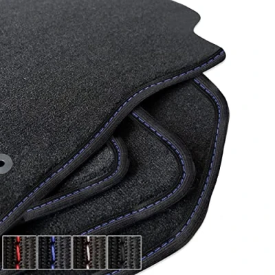 Abbildung von moto MOLTICO Premium Auto Velours Autoteppiche Schwarz Automatten passend für Kia Venga Hyundai ix20 Blaue