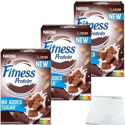 Abbildung von usy Bundle für Nestle Fitness Cocoa Protein Cereal 3er Pack (3x310g Packung) + Block