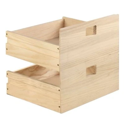 Abbildung von Astigarraga Kit Line Set mit 2 Schubladen für modulare Regalwürfel DINAMIC, massives Kiefernholz