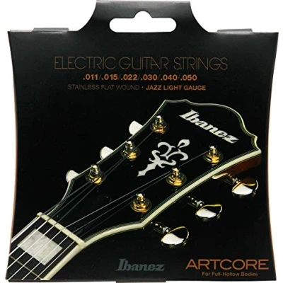 Abbildung von IBANEZ Saitensatz E Gitarre Artcore Stainless Flat Wound 6 Saiter für Full Hollow Bodies/Jazz Light 11 50 (IFAS6SL)