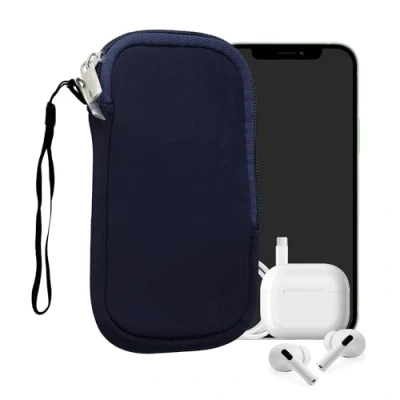 Abbildung von kwmobile Handytasche für Smartphones XS 3,5/4&quot; Neopren Handy Hülle Dunkelblau Tasche 12,5 x 6,5 cm Innenmaße