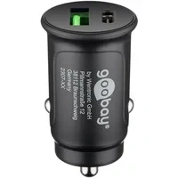 Abbildung von goobay 59521 2 Port Auto/KFZ Ladegerät mit USB C PD (Power Delivery), Mini Zigarettenanzünder Dual Ladegerät, Pkw &amp; LKW (12V / 24V), 27W, Schwarz