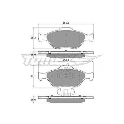 Abbildung von TOMEX brakes TX 12 55 Bremsbelagsatz Vorderachse FORD: FIESTA 6, 5, Fusion Kombi, MAZDA: 2 Hatchback, 121 III Hatchback