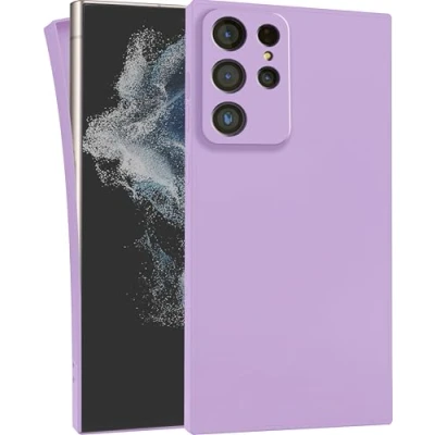 Abbildung von MyGadget Hülle für Samsung Galaxy S22 Ultra robuste Silikon Schutzhülle TPU Case Slim Silikonhülle Back Cover Kratzfest Handyhülle Matt Lila