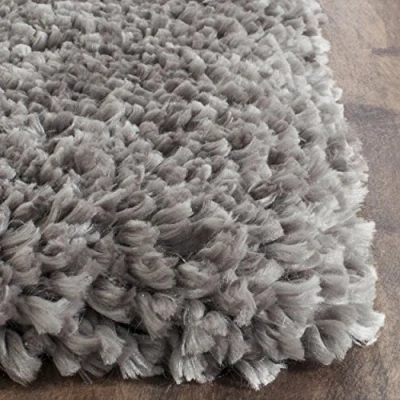 Abbildung von SAFAVIEH Zottelig Teppich für Wohnzimmer, Esszimmer, Schlafzimmer Popcorn Shag Collection, Hoher Flor, Grau, 61 X 91 cm