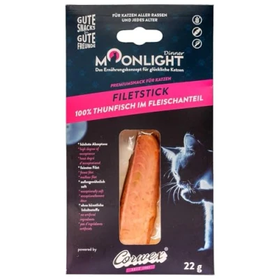 Abbildung von Moonlight Katzensnack Filet Stick (22 g, Thunfisch), getreidefrei, 100% Thunfisch im Fleischanteil, Katzenleckerli mit hohe Akzeptanz, außergewöhnlich Soft