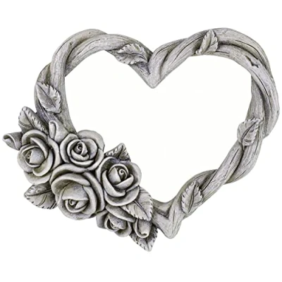 Abbildung von matches21 HOME &amp; HOBBY Dekofigur Grabschmuck Herz mit Rosenranke Grabdeko grau 14,2 cm (1 St)