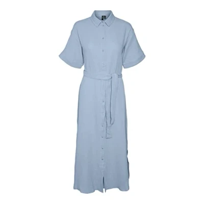 Abbildung von Vero Moda Women&#039;s VMNATALI NIA 2/4 Calf Shirt Dress WVN Kleid, Skyway, S