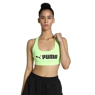 Abbildung von Puma MID Impact FIT BRA Sportbh mit mittlerer Stützkraft, Damen, Größe: XL, Speed green/black