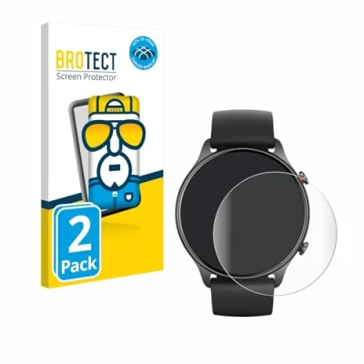 Abbildung von BROTECT 2 Stück Full Cover Schutzfolie für Huami Amazfit GTR 2e Screen Displayschutz Folie [3D Curved, Anti Fingerprint, Kristall Klar]