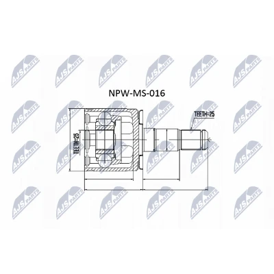 Abbildung von NTY NPW MS 016 Gelenksatz Automatikgetriebe, Schaltgetriebe getriebeseitig MITSUBISHI: L200 / Triton IV Pickup, III Pickup