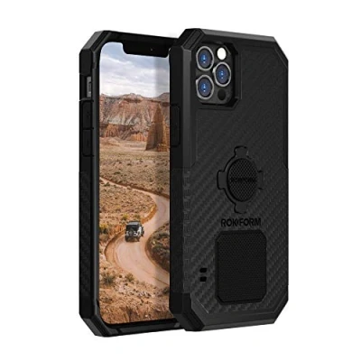 Abbildung von Rokform iPhone 12 Pro Max Hülle, Rugged Serie, magnetische schützende Apple Gear, Cover mit RokLock Drehverschluss, Dual Magnet, Fallgetestete Rüstung (Schwarz)
