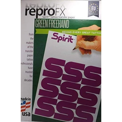 Abbildung von 10 Stück TATTOO Matritzenpapier EU Spirit Green Sheet Freehand INKgrafiX® Deutschland PROFI STUDIO IG04802 Stempel Papier Abdruck Matritzen Freihand