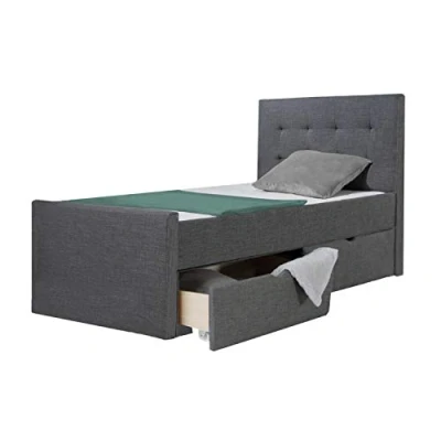 Abbildung von Homestyle4u Polsterbett 90/120/140/160/180 x 200 cm Doppelbett Bettgestell anthrazit (inkl. Bettkästen)