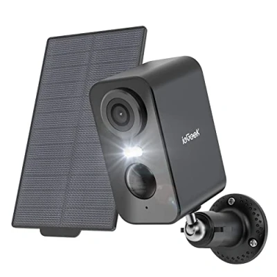 Abbildung von ieGeek 2K Überwachungskamera Aussen Akku Solar, 5200mAh Kamera Überwachung WLAN, PIR Bewegungserkennung, Bunte Nachtsicht, 2 Wege Audio, Spotlights, IP65 wasserdicht