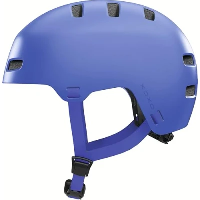 Abbildung von ABUS Fahrradhelm XOXO Cityhelm im Skater Look Helm für Skateboard, Fahrrad, Scooter mit optimiertem Kinnpolster Jugendliche und Erwachsene Größe M, Mono blau