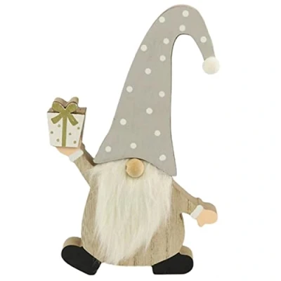 Abbildung von Dadeldo Living &amp; Lifestyle Weihnachtsmann Gerry Holz 22cm grau Weihnachtsdeko Dekofigur