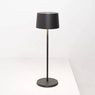 Abbildung von Zafferano, Olivia Pro Lampe, Tragbare und Wiederaufladbare Tischlampe mit Touch Control, Geeignet für Wohnzimmer Außenbereich, Dimmer, 2200 3000 K, Höhe 35 cm, Farbe Dunkelgrau