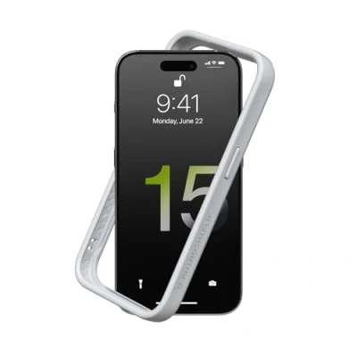 Abbildung von RhinoShield Bumper Case kompatibel mit [iPhone 15 Pro] CrashGuard Stoßdämpfende Schutzhülle im schlanken Design 3.5 Meter Fallschutz Platinum Grau