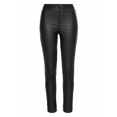 Abbildung von LASCANA Lederimitathose, mit sichtbarer Knopfleiste, enge Kunstlederhose, casual chic