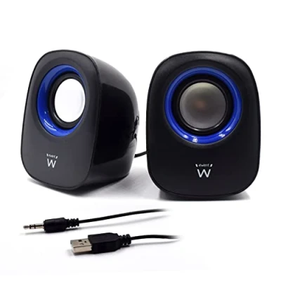Abbildung von Ewent EW3501 Audio System 2.0 Lautsprecher Stereolautsprecher, Stromversorgung über USB, Schwarz/Blau