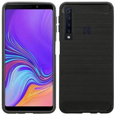 Abbildung von cofi1453® Silikon Hülle Carbon kompatibel mit Samsung Galaxy A9 2018 (A920F) TPU Case Soft Handyhülle Cover Schutzhülle Schwarz