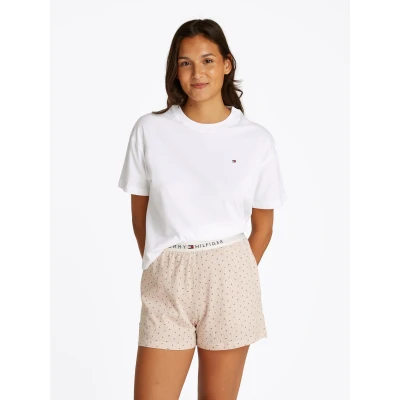 Abbildung von Tommy Hilfiger Essentials Short SET Pyjama, Damen, Größe: Large, White mini stripe paisley