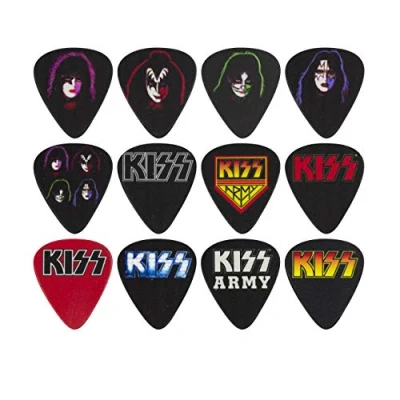 Abbildung von Perri&#039;s Leathers Ltd. Gitarren Plektren Zelluloid KISS Offizielles Lizenzprodukt Verschiedene Muster Medium 0.71mm 12er Pack Hergestellt in Kanada (LP12 KISS1)