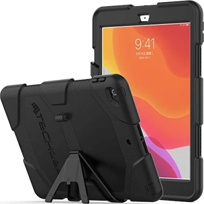 Abbildung von TECHGEAR G Shock Hülle Designed für iPad 10.2 2021/2020/2019 [9. 8. 7. Generation] Robuste Schutz Stoßfester Überlebens Fall mit abnehmbaren Ständer Schule, Kinder, Bauunternehmer Rosa