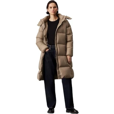 Abbildung von Calvin Klein Jeans LONG Puffer Daunenmantel, Damen, Größe: XL, Brindle